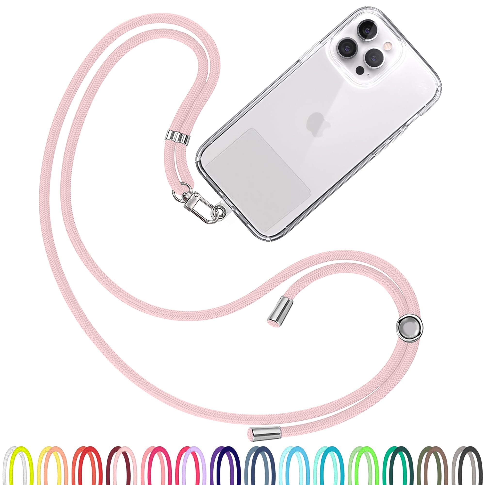 TBOC Cell Phone Lanyard [Light Pink] - Comfortable Universal Smartphone Lanyard - Easy to Use Neck Phone Holder [Clear Patch] - Adjustable Length Phone Strap Crossbody - Fits All Mobile Phones