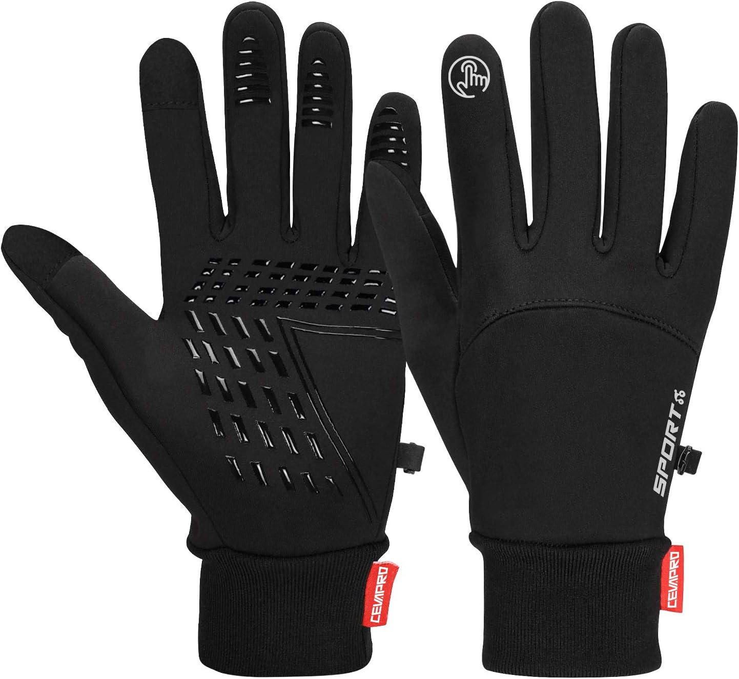 Cevapro Winter Warm Gloves, Touchscreen Gloves Cold Weather Cycling Gloves Windproof Winter Sports Gloves for Running, Biking, Driving, Climbing, Hiking - Men & Women
