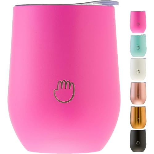 12 Oz Stainless Steel Tumbler with Lid | Vacuum Insulated | 100% Spill Proof Leak Proof | Stemless Wine Glass | Tea Coffee Tumbler | Double Wall | Easy Traveling | Eco-Friendly | Gift | Pink Tumbler