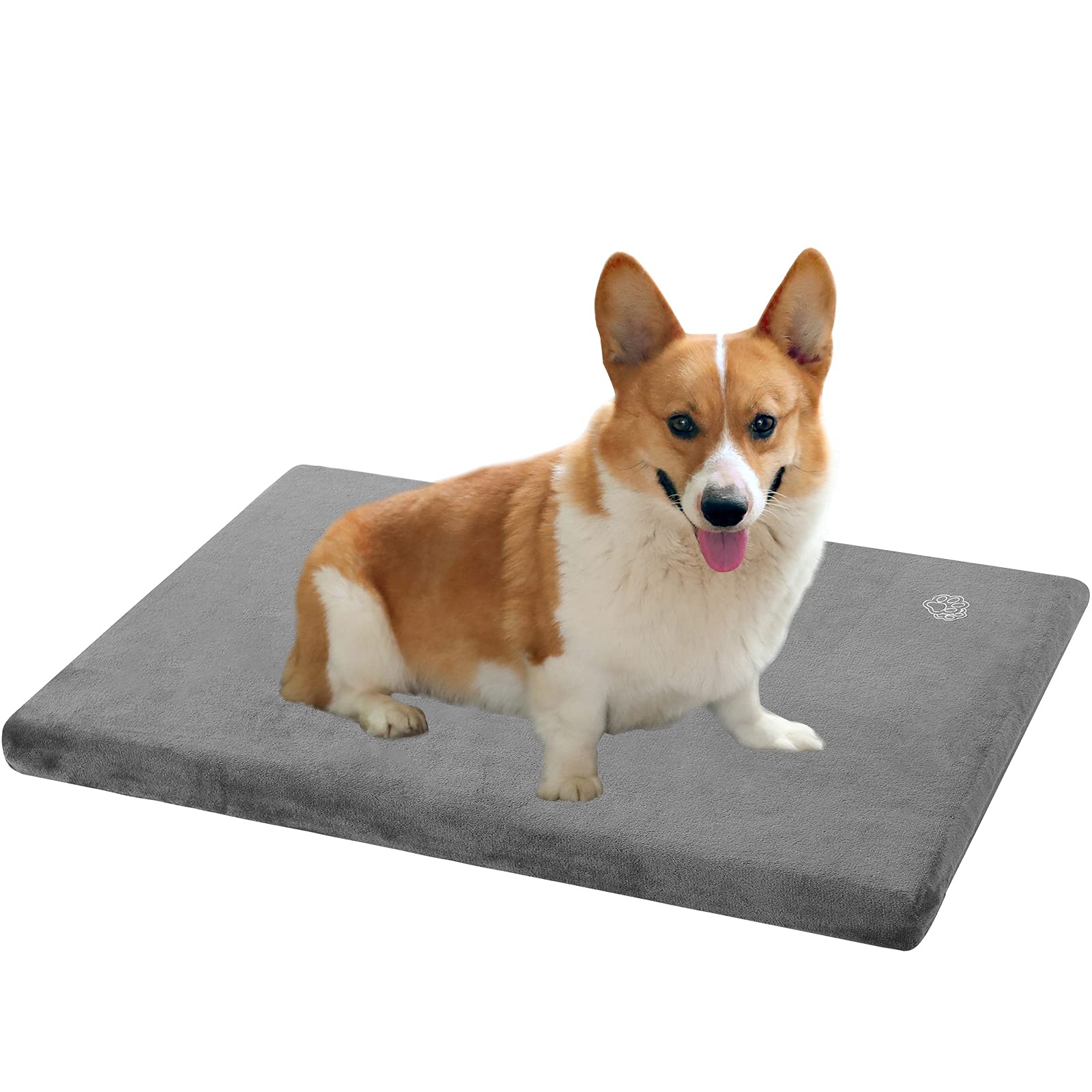 EMPSIGN Dog Bed Medium Washable Dog Mat Mattress with Waterproof Liner, Reversible Dog Beds for Dog Crate with Removable Cover, Firm Support Pet Bed, Grey, 74x46x7.6cm