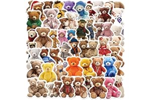 50PCS Cute Teddy Bear Stickers, Fun Doll Stickers, Vinyl Waterproof Bear Stickers, Used for Water Bottles, Mobile Phones, Lap