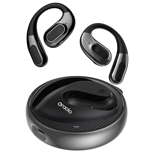 Open Ear Headphones, Open Ear Earbuds with Clear Calls, Bluetooth 5.4 Wireless Earbuds With Ear Hooks, Playtime 40H, IPX5 Waterproof, Lightweight Sport Earphones For Running Fitness Workouts (Black)