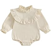 XRTBMN Infant Baby Girl Floral Romper Long Sleeve Turtle Neck Ruffled Bodysuit Fall Clothes Newborn Coming Home Outfit