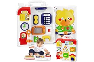 MFEESYOB Montessori Toys for 1 Year Old Boy Girl, Musical Montessori Busy Board for 12-18 Month Age, Educational Montessori Toy for Toddlers 1-3, Birthday Gift for 1+ Year Old Boy Girl
