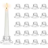 Hewory Glass Taper Candle Holders: 20 PCS Candlestick Holders Clear Short Tapered Candle Holder Set - Candle Stick Holder Decor for Table Centerpiece Wedding Party Advent Christmas Home Decorations