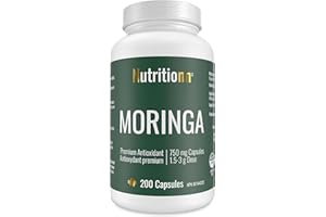 Moringa Capsules - Organic, 750 mg x 200 Capsules - Made in Canada - Premium Antioxidant Supplement With No Additives - Third