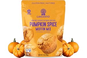 Lakanto Pumpkin Spice Muffin Mix - Gluten Free, Nut Free, Sweetened with Monk Fruit, Allulose, Erythritol, Pumpkin Spice Bread, Fluffy, Great Tasting, Easy to Bake (9.9 Oz)
