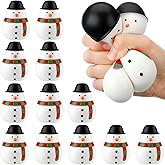 Meooeck 12 Pcs Snowman Stress Relief Toys Christmas Party Favor Cute and Fun Mini Snowman Toys Stress Ball for Birthday Winter Party Christmas Stocking Stuffer Goodie Bag Fillers Supplies Decorations