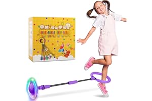 GleeGlow Ankle Skip Ball for Kids, Foldable Skip Ball Toy with Colorful Flash Wheel, Outside Toys for Kids, Gift for Girls & Boys Age 5 6 7 8 9 10 Years Old