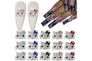 Tezocr Nail Charms Decoration Silver Nail Charms with Diamond Design Metal Kawaii Nail Charms Accessories 3D Flatback Resin Charms for Acrylic Nails Cute Nail Jewelry Gems DIY Manicure 20Pcs