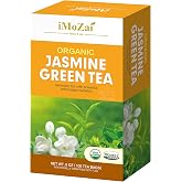 Imozai Organic Jasmine Green Tea Bags 100 Count Individually Wrapped | Lower Caffeine | Floral Aroma &amp; Taste