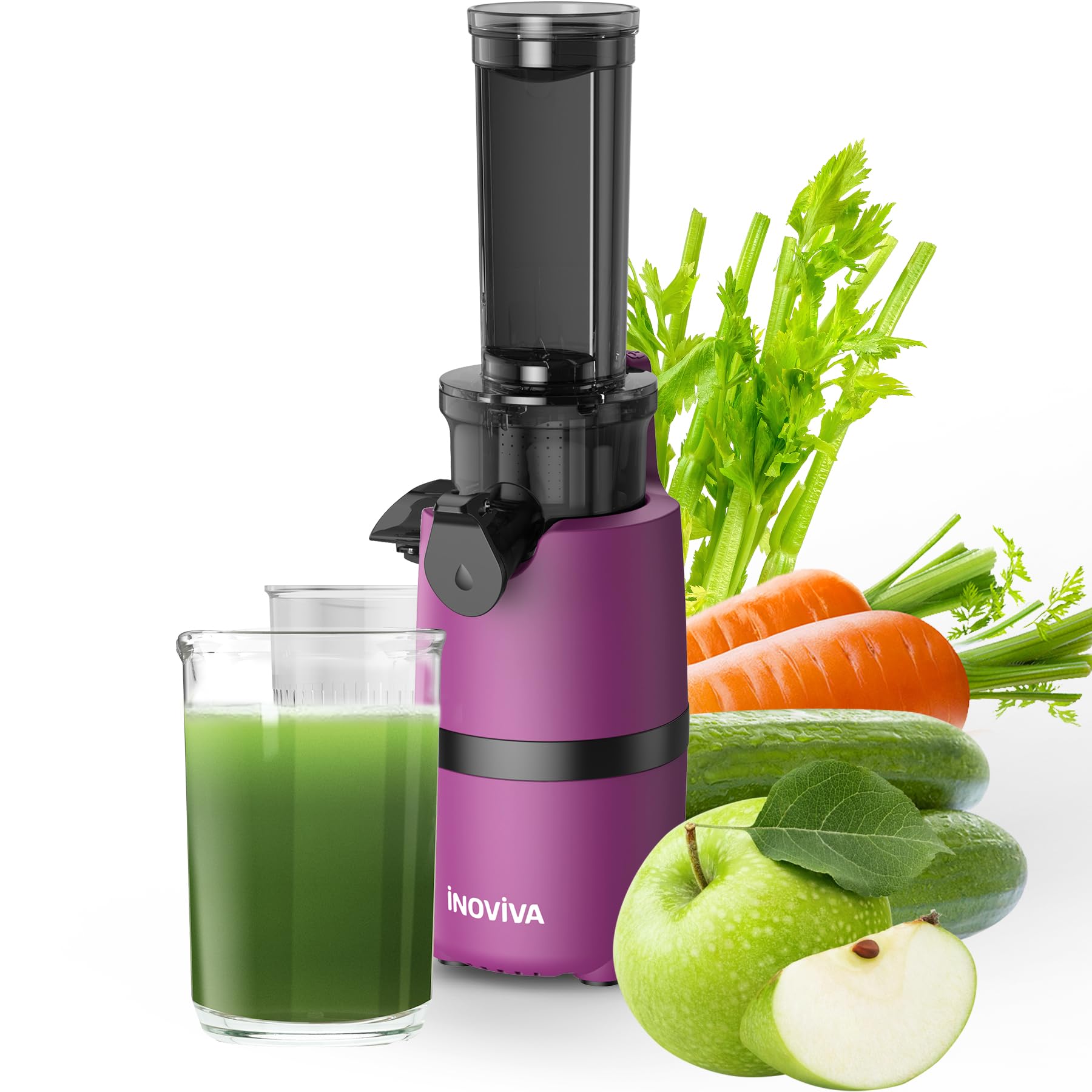 Photo 1 of Cold Press Juicer, INOVIVA Masticating Juicer Machines Compact, Slow Juicer with 70 RPM Low Speed, Juice Maker for Vegetable & Fruit, Portable Juice Extractor High Juice Yield & Easy to Clean, Pink