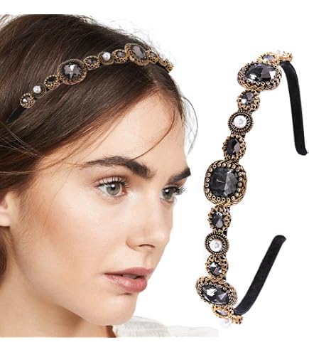 ヘアアクセサリー dependoll CRYSTAL DOLL HEADBAND BLACK Amazon.com: Firuilo Baroque Crystal Headband Pearl Rhinestones