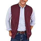 Runcati Mens Full Zip Sweater Vest Knitted Stand Collar Cardigan Golf Vest Casual Slim Fit Sleeveless Sweaters