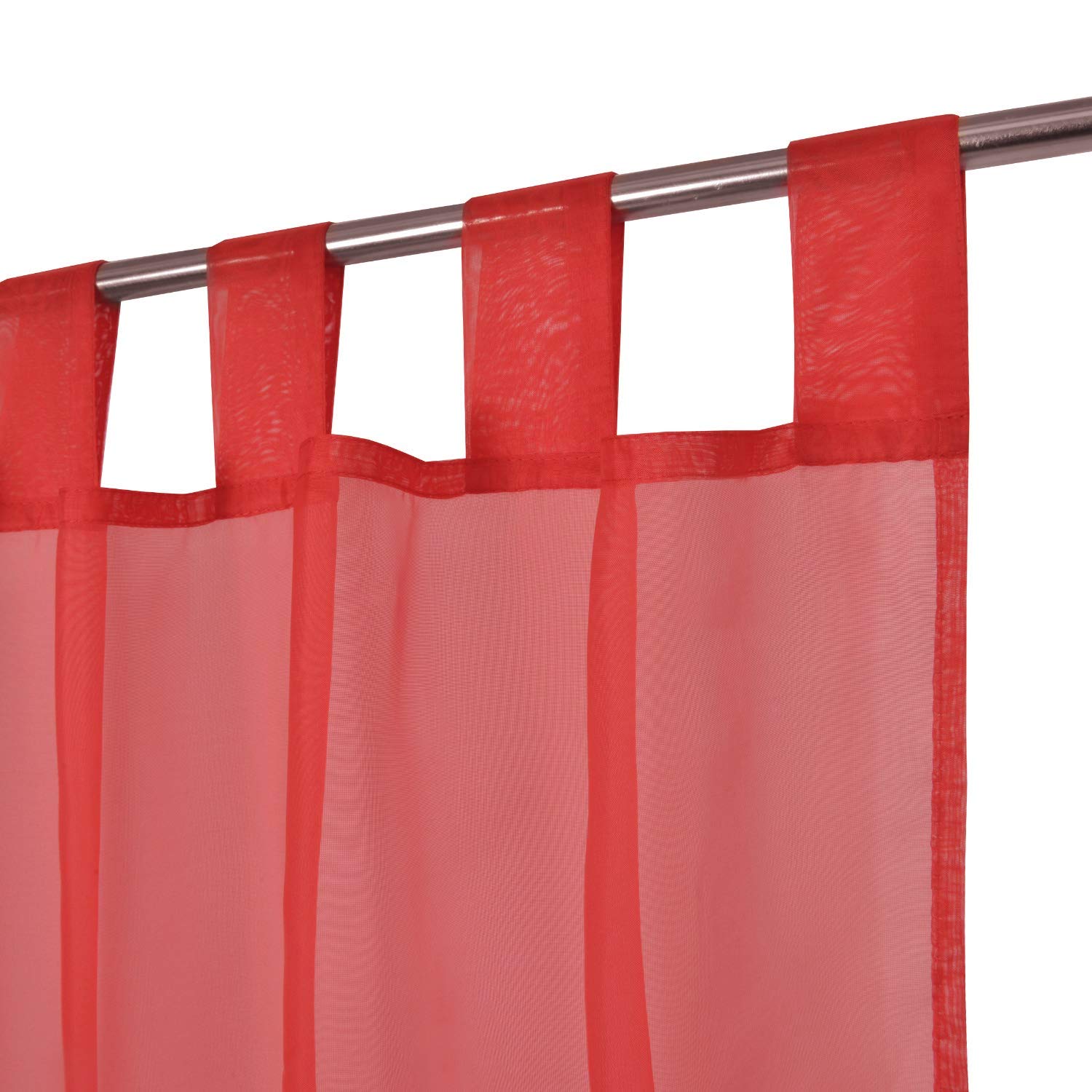 Megachest lucy Woven Voile Tab Top Curtain 2 Panels with ties (28 colors) (red, 56" wideX108 drop(W142cmXH274cm))