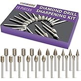 Stone Carving Set Diamond Burr Bits Compatible with Dremel Rotary Tool, 20Pcs Diamond Grinding Bits Polishing Kits with 1/8In