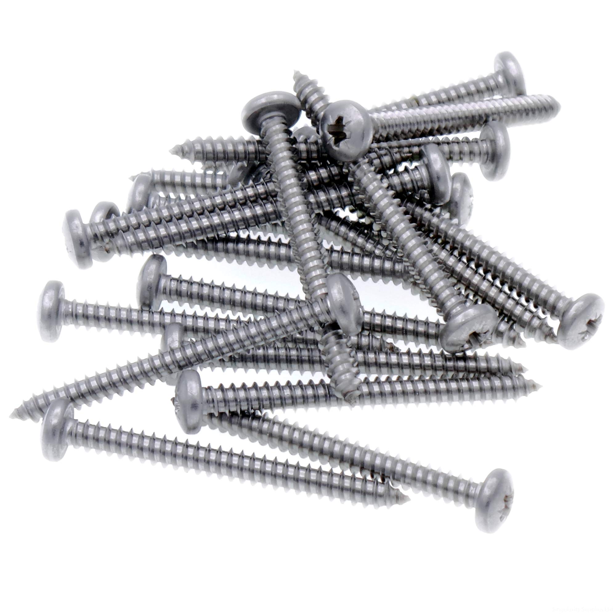 No.12 x 2 (5.5mm x 50mm) Pozi Pan Self-Tapping Screw - Stainless Steel (A2) (Pack of 20)