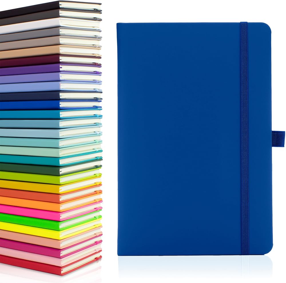 Notes London Eco A5 Notebook with Lined Pages, Pen Loop, Pocket, Blue