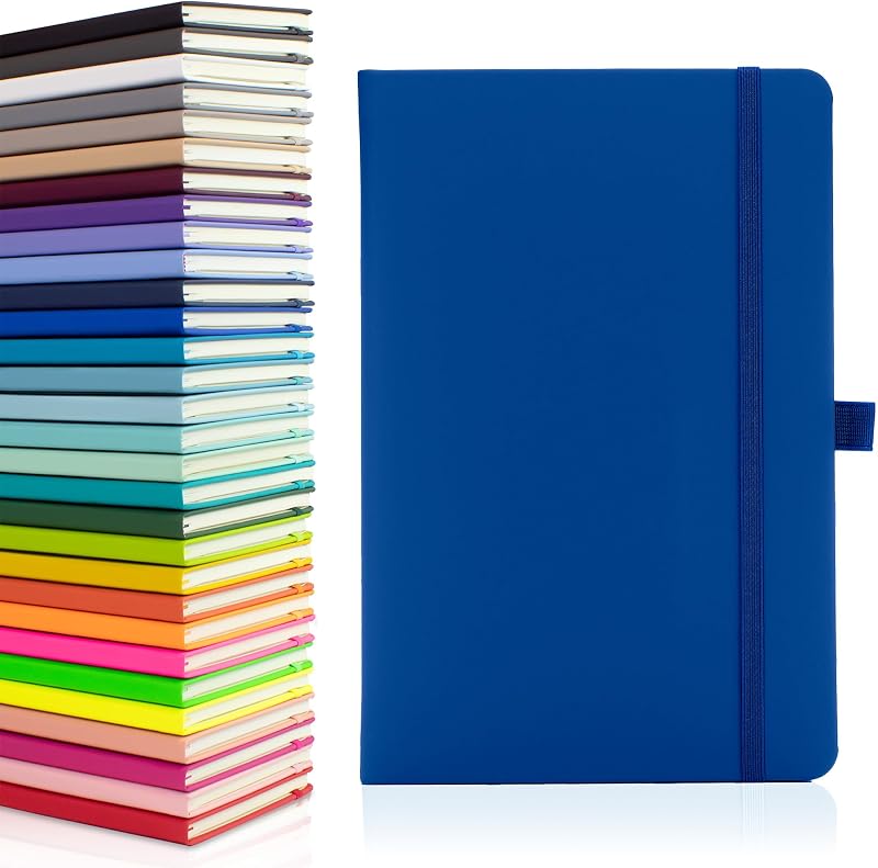 Notes London Eco A5 Notebook with Lined Pages, Pen Loop, Pocket, Blue