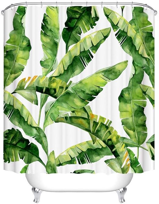 Amazon Com Minilife Green Leaf Shower Curtains Tropical Plant