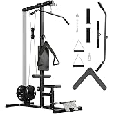 Hipicute LAT Pulldown Machine, Low Row Cable Pulley System for Home Gym | 400lbs Capacity, Silent, Anti-Slip Footplate, Compact, Includes Attachments for Back, Chest, Tricep &amp; Full-Body Workouts