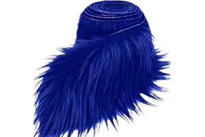 ADLBBKIY Royal Blue 2x60Inch Faux Fur Shaggy Plush Faux Fur, Fabric Precut Strips Fluffy Fuzzy Faux Fur, Craft Beard Hair, Beard Miniature Dolls Rugs Mats Gift, Winter Halloween Christmas Costume Party Decor