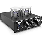 Pyle Bluetooth Tube Amplifier Stereo Receiver - 600W Home Audio Desktop Stereo Vacuum Tube Power Amplifier Receiver w/ 2 Vacuum Tubes, AUX/MP3/Microphone Inputs, Pure Copper Speaker Output - PVTA20