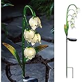 VCUTEKA Solar Garden Decor Stake Outdoor Light Glass Flower Stake for Yard Lawn Decor Backyard Decorations