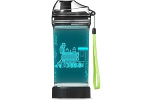 YuanDian Light Up Kids Water Bottle with 3D Train Design- 14 OZ Tritan BPA Free - Cool Drinking Cups Gift for School Kindergarten Boys and Girls Christmas Holiday