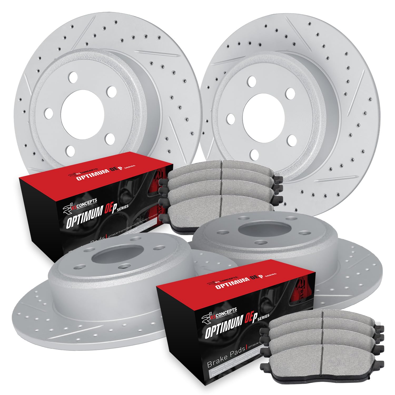 Photo 1 of R1 Concepts Front Rear Brakes and Rotors Kit |Front Rear Brake Pads| Brake Rotors and Pads| Optimum OEp Brake Pads and Rotors WBUN2-31045