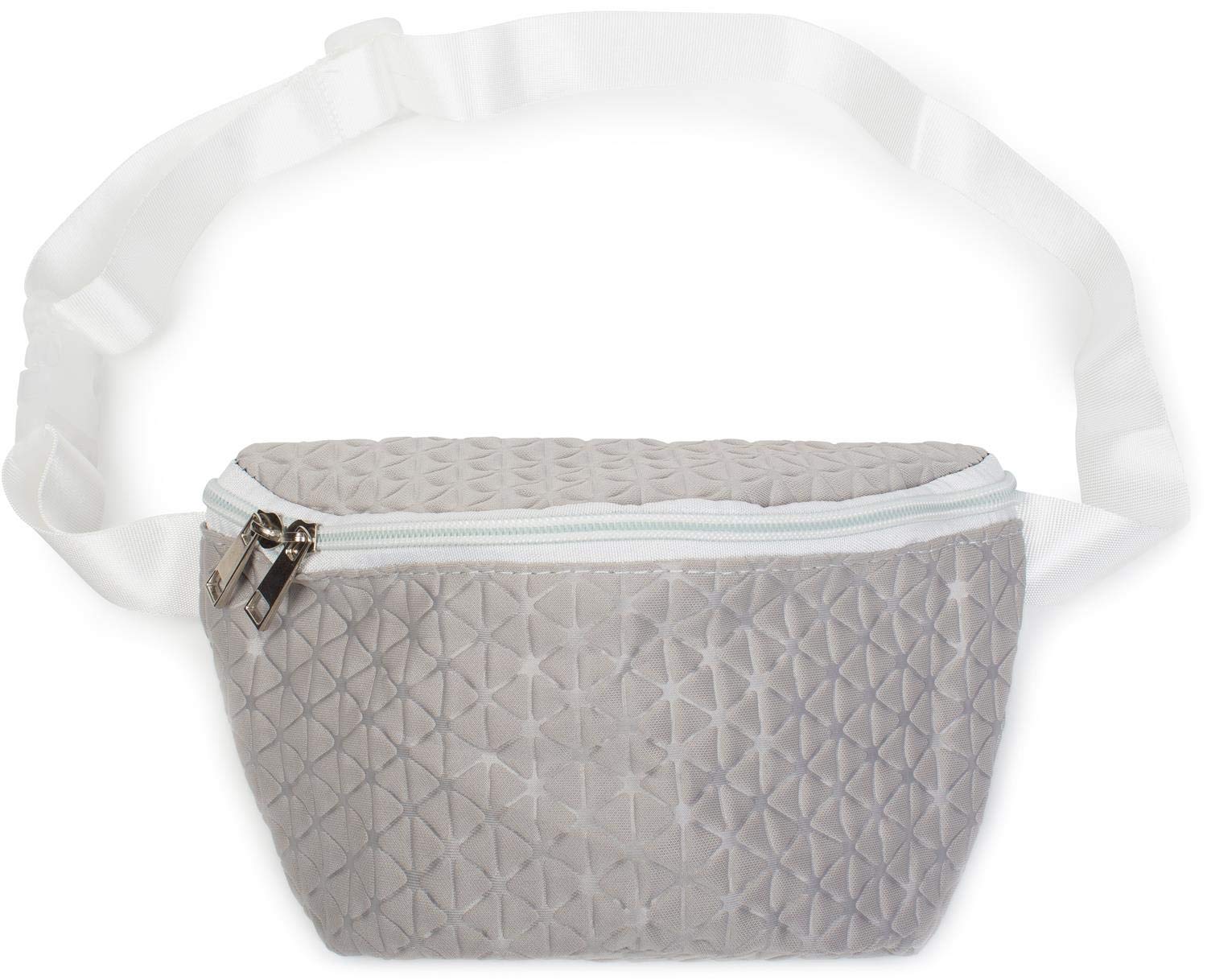 styleBREAKER Women bumbag with Embossed Look Geometric Pattern, Zip, Belt Bag, Hip Bag 02012253, Color:Grey