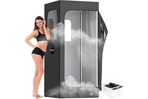 Adamson Full Size Portable Steam Sauna - Indoor Sauna Tent for Home Spa Relaxation - Boost Health and Recovery - 2.6L 1000W Steamer - Chair - Remote - Foot Massager - New - Nylon Black