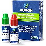 AUVON Blood Control Solution for Glucose Monitor Kit and Test Strips, 2 Pack Level 2 & Level 3 Accurate Diabetes Control Solu