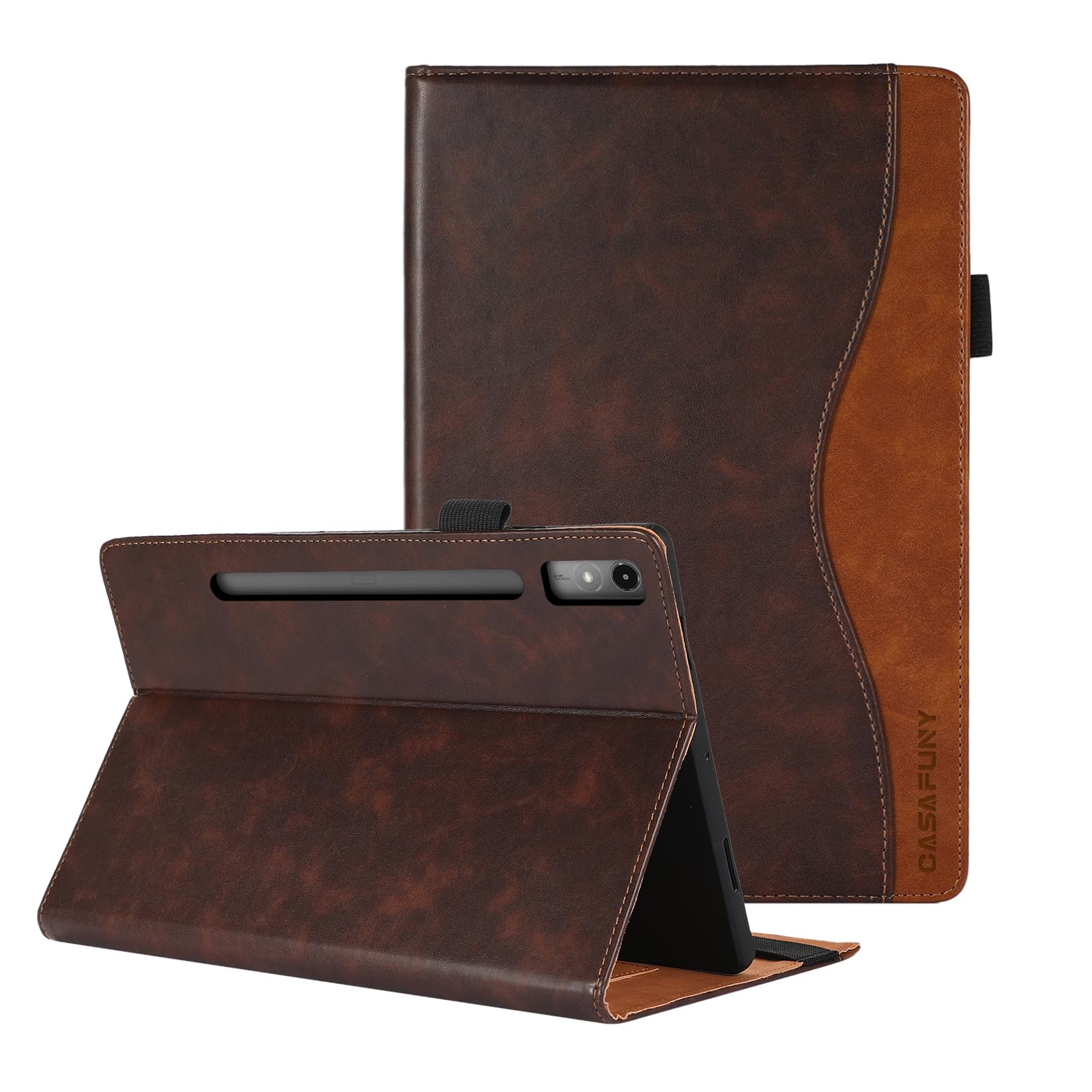 CASAFUNY Case for Lenovo Tab P12 12.7 Inch 2023 Tablet Cover, Shockproof Protective Case with S Pen Holder Protective Cover for Lenovo Tab P12 2023, Brown — image 1