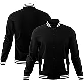 KXK Men’s Fashion Varsity Jacket Causal Cotton Letterman Baseball Bomber Jacket Lightweight Coat