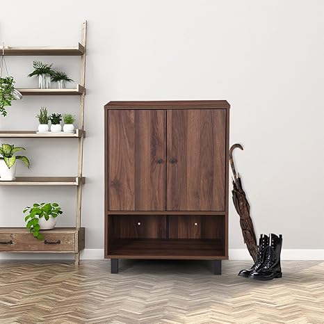 Royaloak Edwin Shoe Rack with 2-Doors (Brown)