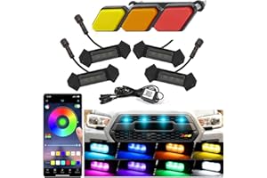 BRETREWRI RGB Led Grill Lights Fit for Toyota Tacoma 2015-2023 TRD-Pro or Aftermarket TRD-pro Grills Grille Tacoma Lights+1pcs Emblem (RGB Tacoma Led+1pc Emblem)