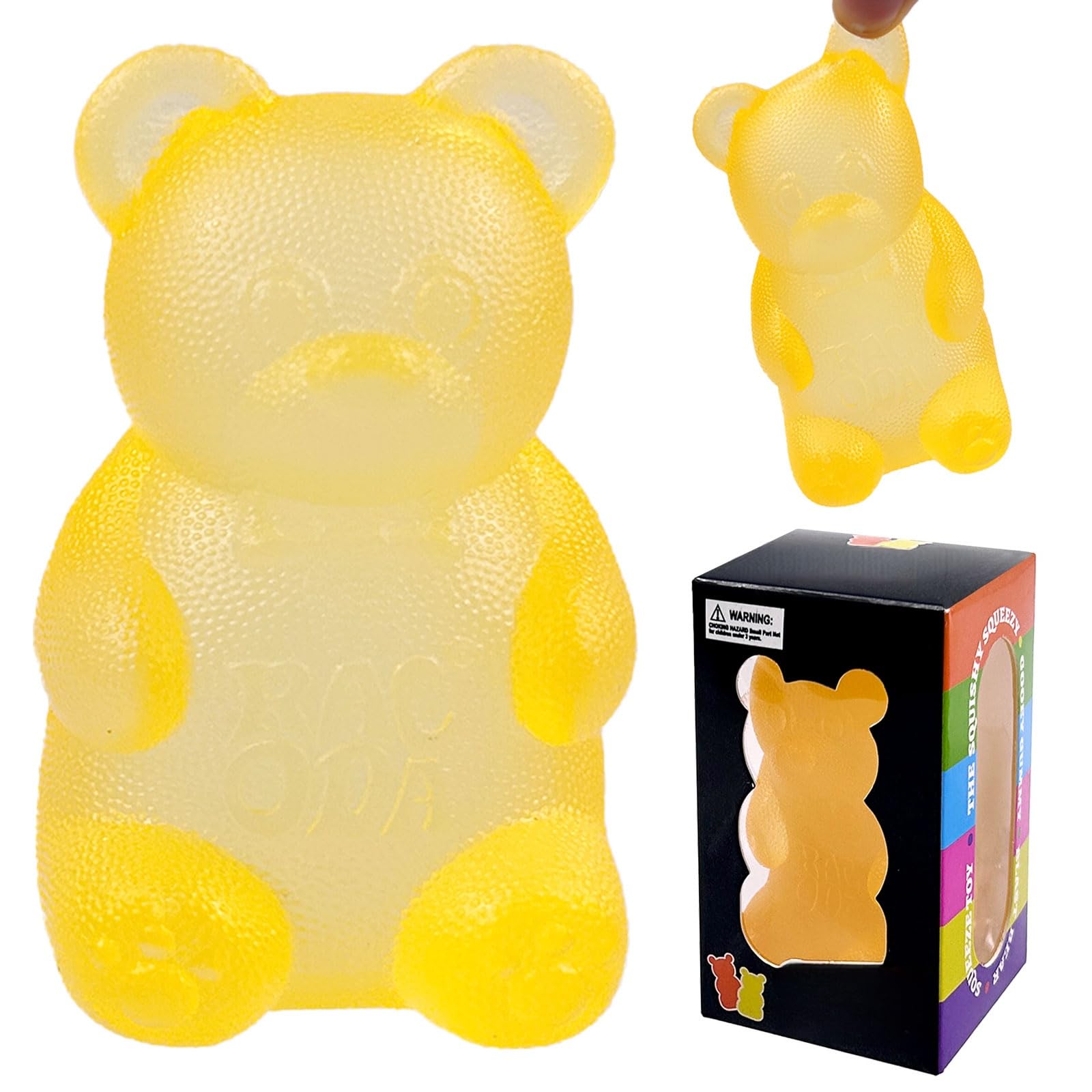 Squeezing Bear & Sugar Ball Designs, Anxiety Relief & Focus Toy, Maltose Filled Squeeze Toys for Sensory Play，Sensory Fidget Toys for Adults, Kids, Slow Rising Squishy Stress Ball (Orange )