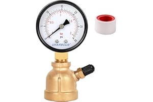 Uharbour Gas Line Pressure Tester, Brass Gas Pressure Tester Gauge, 3/4" FNPT Forged Brass Assembly with Air Pressure Gauge 30psi and Air Bleeding Valve for Pressure Testing on Home Gas Line