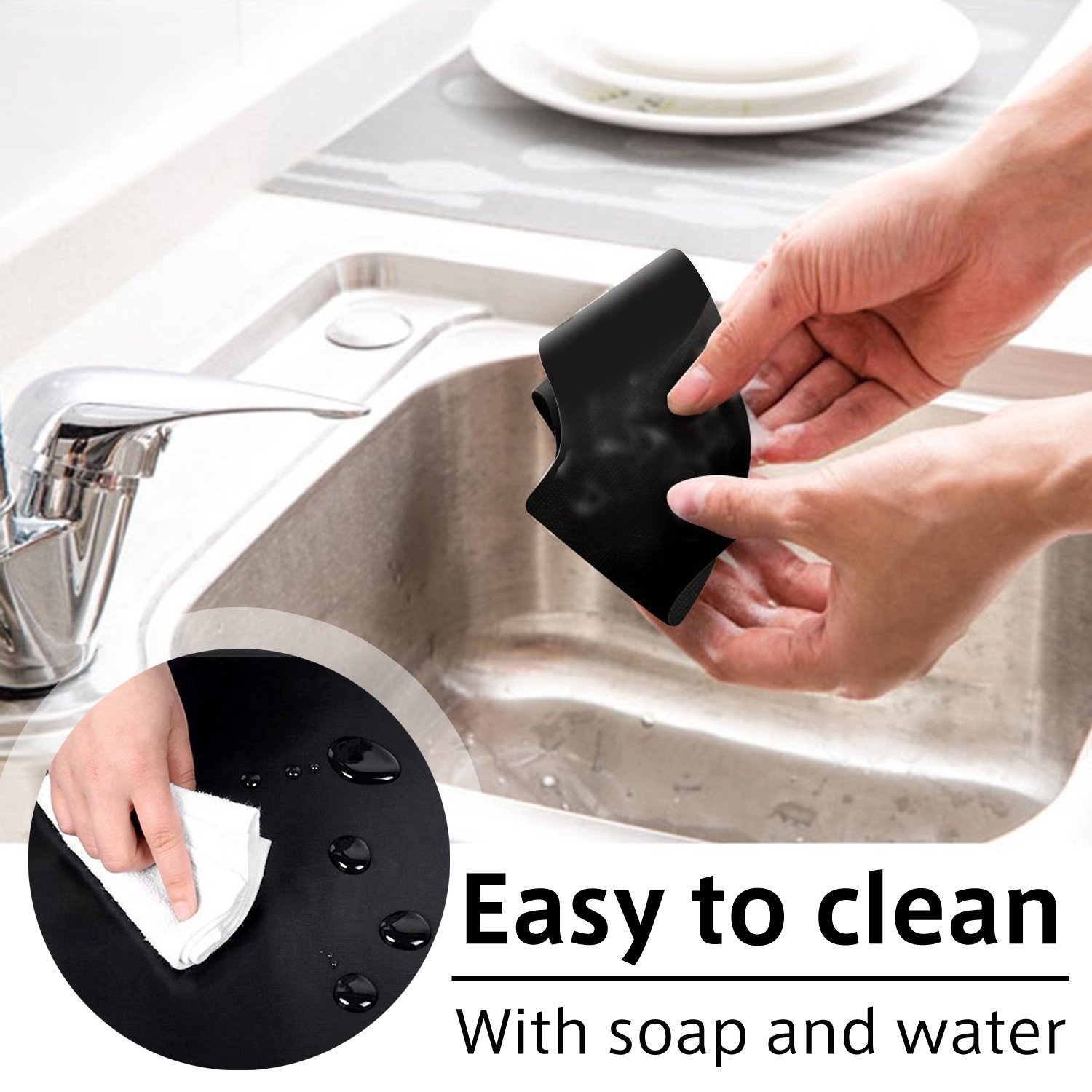 Gas Range Protectors Stovetop Burner Liner Covers Dishwasher Safe gas range drip pan Reusable Non-Stick FDA Approved Fast Clean Liners for Kitchen/Cooking 0.2 mm Thickness (10.6” x 10.6”)