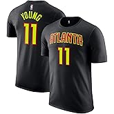 NBA Boys Youth 8-20 Official Player Name & Number Game Time Performance Polyester T-Shirt (Atlanta Hawks, Trae Young, Small, Black)