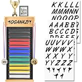 OGANAZI 10 Belts Karate Belt Display Rack, Medal Display Case for BJJ, Jiu Jitsu, TKD,Martial Arts Belt Display Holder with Medals Hanger, Taekwondo Belt Display Holder with Trophy/Photo Rack,