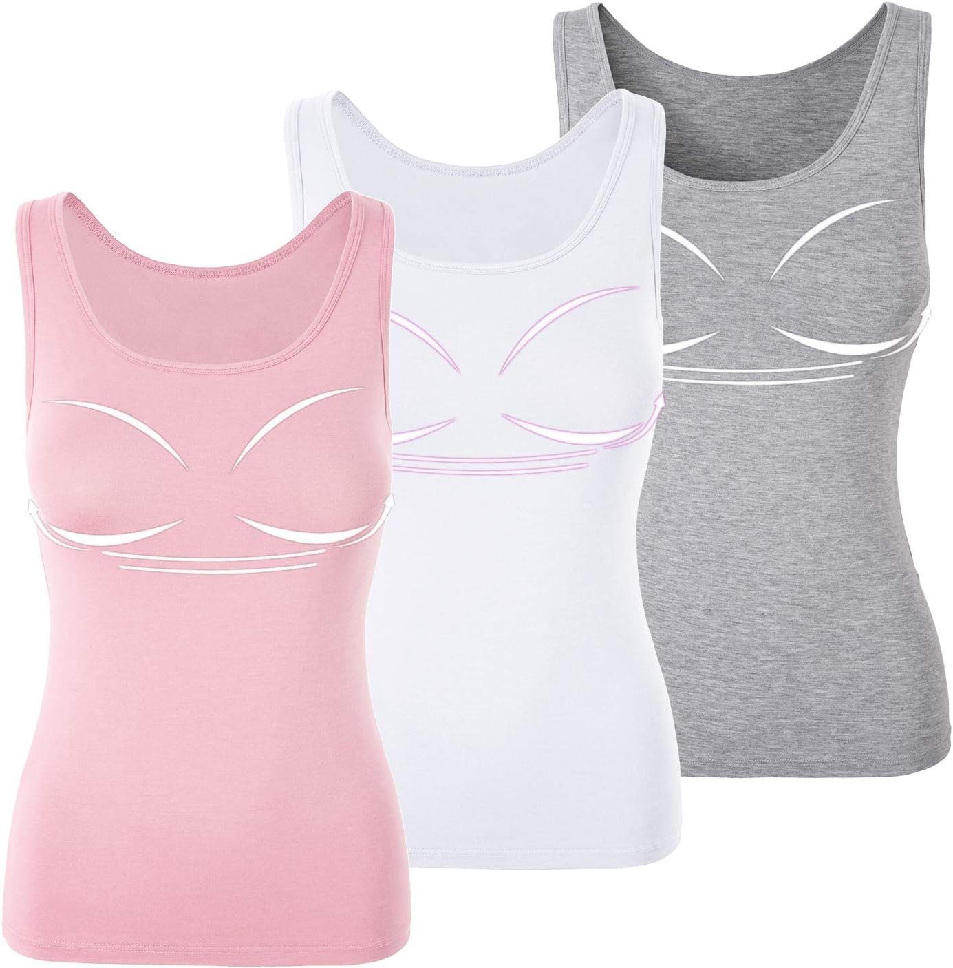 TAIPOVE Women Tank Top Cami Comfy Built in Shelf Bra Athletic Vest Lingerie Camisole Soft Gym Sport Casual Wear Gift Set