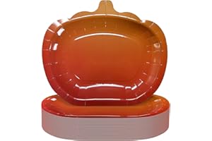 Tbsone 50 Pack Pumpkin Paper Plates, Fall Thanksgiving Harvest Disposable Plates for Autumn Dinner, Dessert, Party, Catering, Holiday Events & Favors, 9.2x8.1 Inches