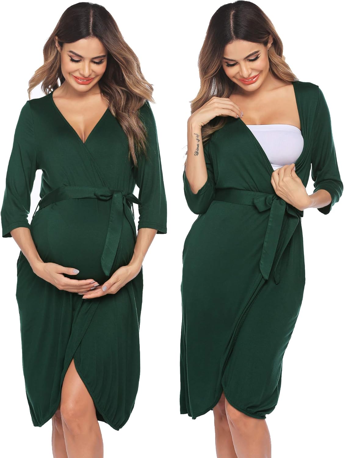 Ekouaer Maternity Robe 3 in 1 Labor Delivery Nursing Gown Hospital Breastfeeding Dress Bathrobes at  Women’s Clothing store