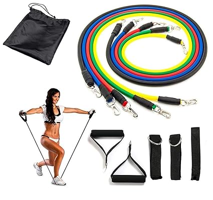 Jukkre Resistance Bands Set Exercise Bands Home Workouts Include 5 Stackable Exercise Bands with Handles, Carry Bag, Legs Ankle Straps & Door Anchor Attachment for Women Men
