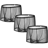 ZAIGGUT Men's See Through Underwear Ultra Sheer Boxer Briefs Bulge Enhancing Ball Pouch Trunk Underwear