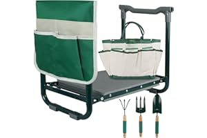 Wodesid Garden Kneeler Seat Foldable Garden Stools Heavy Duty Gardening Bench for Kneeling and Sitting with Tool Pouch, Storage Bag and 3 Tools, Perfect Gardening Gifts for Parent Gardener