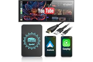 Spedal Wireless CarPlay Adapter | Smart Netflix & YouTube Car Entertainment Box with HDMI Output, Dual WiFi & USB Media Playe