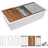 Fulorni 30"x19" Granite Composite Kitchen Sink - Ledge Workstation Undermount White Granite Quartz Classic Under Counter Single Bowl Basin